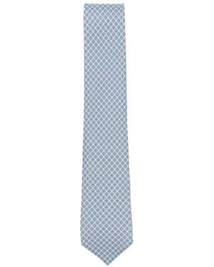 Ferragamo Vara Buckle Printed Silk Tie - Blue