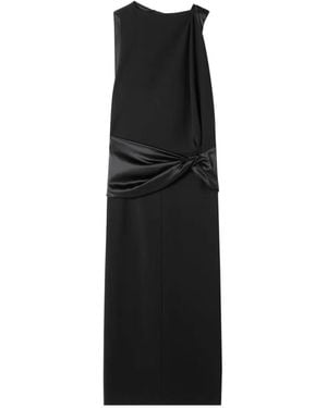 Lanvin Open Back Midi Dress With Satin Detail - Black