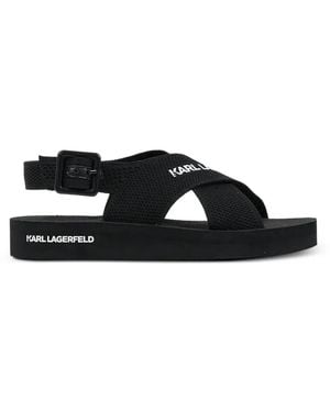 KARL LAGERFELD Crossover-Strap Buckle-Fastening Sandals - Black