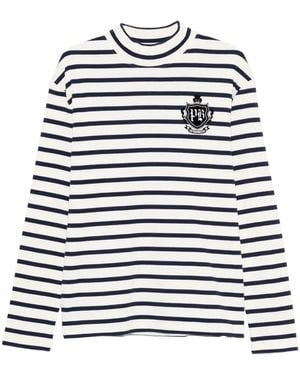 Balmain Gestreiftes Langarmshirt - Weiß