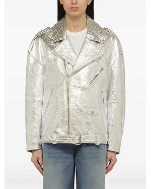 Halfboy Leather Biker Jacket - Grey