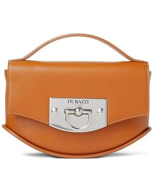 DURAZZI MILANO Curved Leather Handbag - Brown