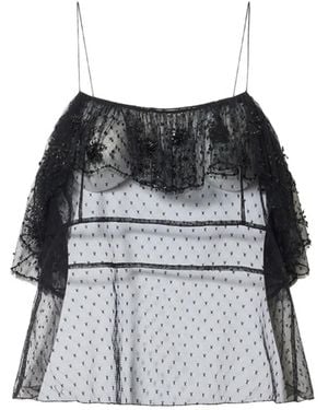 Isabel Marant Olaja Embroidered Plumetis Lace Top - Black