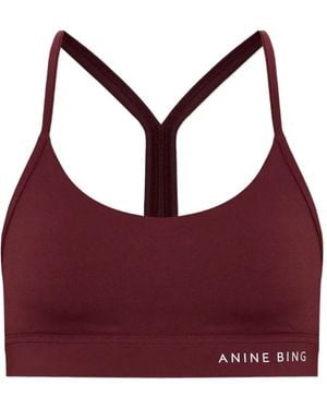 Anine Bing Eve Logo-Print Training Bra - Purple