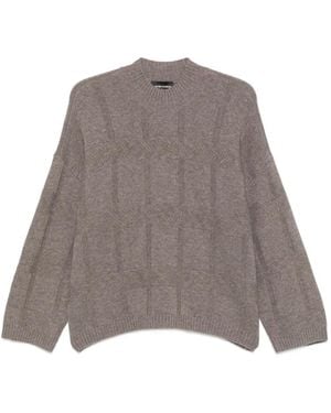 Emporio Armani Karierter Pullover Mit Zopfmuster - Braun