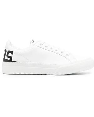 Gcds Logo-Print Leather Trainers - White