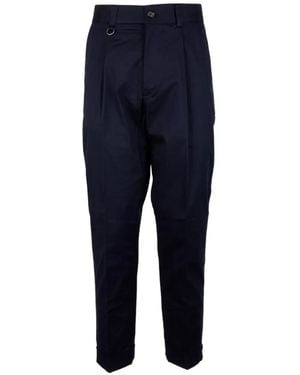 Paolo Pecora Pleated Turn-Up Trousers - Blue