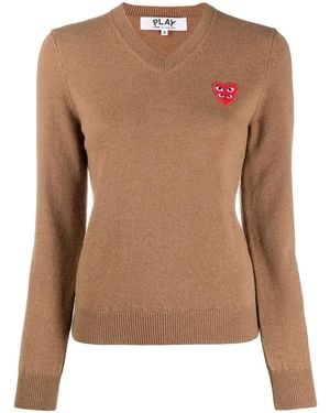 COMME DES GARÇONS PLAY Embroidered Logo Jumper - Brown