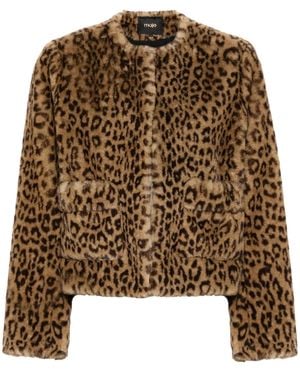 Maje Cropped Faux-Fur Jacket - Brown