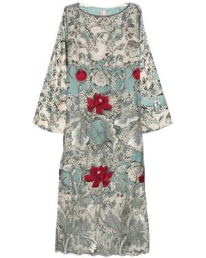 Antonio Marras Floral-Print Embroidered Dress - White