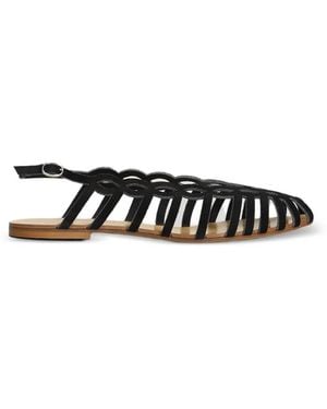 Anna F. Cage-Construction Slingback Sandals - White