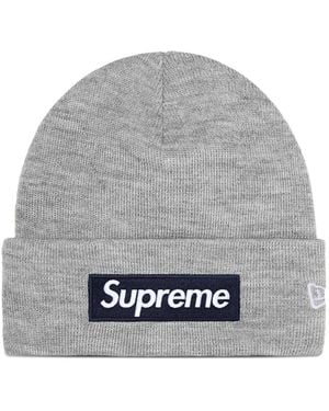 Supreme X New Era Box Logo-Detail Beanie Hat - Gray