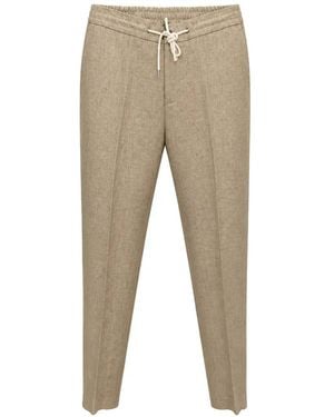 Tombolini Drawstring-Waistband Tapered Trousers - Natural