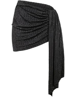 VENUJA Crystal-Embellished Draped Mini Skirt - Black