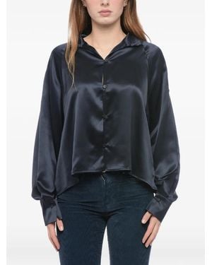 Co.Go Button-Detail Silk Shirt - Blue