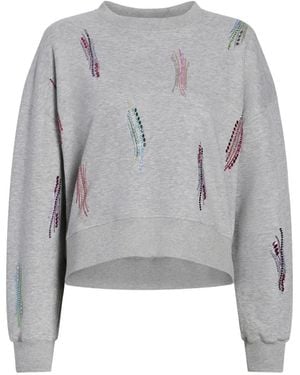 Cinq À Sept Paillette Whirl Brandy Long-Sleeve Sweatshirt - Grey