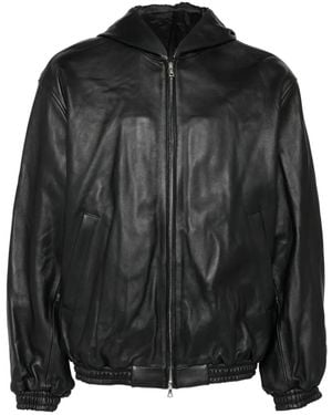Ssstein Lamb Leather Hood Jacket - Black