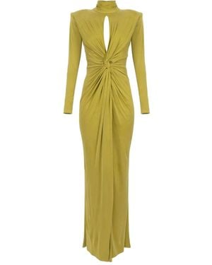 Elisabetta Franchi High-Neck Draped Dress - Yellow