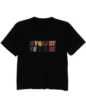 Sacai Slogan-Print T-Shirt - Black