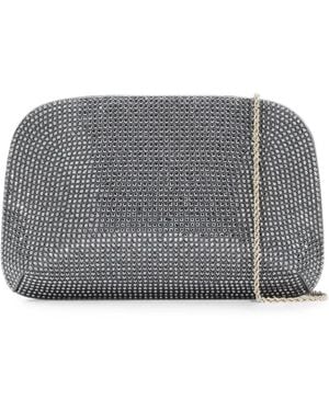 Giorgio Armani Crystal-Embellished Chain-Strap Clutch Bag - Gray