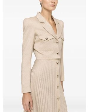 Nissa Rhinestone-Embellished Cropped Blazer - Natural