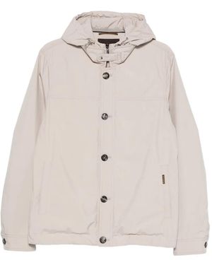 Moorer Dalens Hooded Button-Fastening Jacket - White