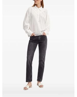 Sisley Balloon-Sleeves Blouse - White