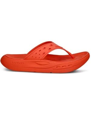 Oakley Studio Perforated Logo-Embossed Flip-Flops - Red