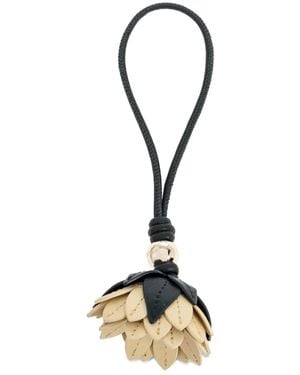 Furla Allegra Floral-Pendant Leather Bag Charm - Metallic