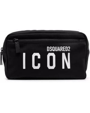 DSquared² Borsa da toeletta nera con stampa logo - Nero