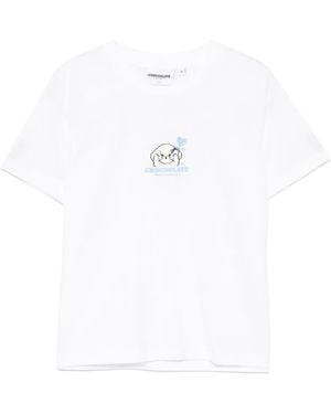 Chocoolate Logo-Embroidered T-Shirt - White