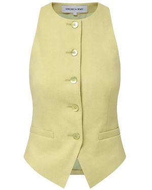 Veronica Beard Hartwell Button-Up Vest - Yellow