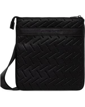 ARMANI EXCHANGE Logo-Embossed Messenger Bag - Black