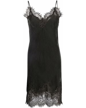 Gold Hawk Velvet Lace-trim Short Dress - Black