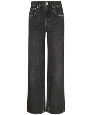 Rag & Bone Faded Wide-Leg Jeans - Black