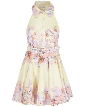 Hemant & Nandita Floral-Belted Shirt Dress - White