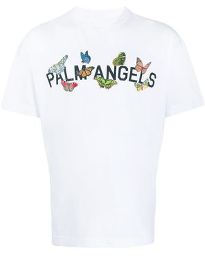 Palm Angels T-Shirt mit Schmetterlingen - Weiß