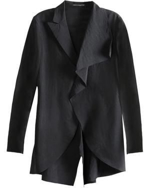 Yohji Yamamoto Ruffled-Detail Jacket - Black