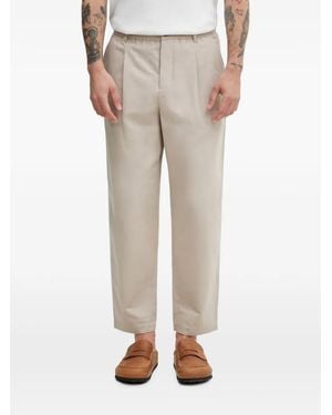 Maison Kitsuné Pleated Logo-Embroidered Trousers - Natural