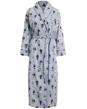 Polo Ralph Lauren Polo Bear Striped Dressing Gown - White