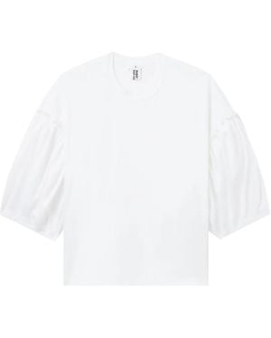 noirkeininomiyaチュールパフスリーブ ブラックTシャツ ○ノワールケイニノミヤ○パフスリーブ チュール付き Tシャツ