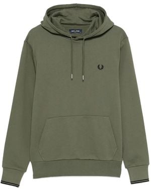 Fred Perry Felpa Con Cappuccio E Ricamo Ghirlanda Di Alloro - Verde