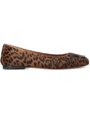 Santoni Animal-Print Buckle-Detail Ballet Flats - Brown