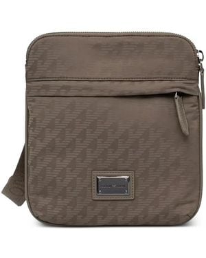 Emporio Armani Sacoche À Motif Monogrammé - Brown
