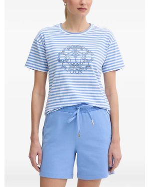 Joop! Gestreiftes Tele T-Shirt Mit Logo-Print - Blau