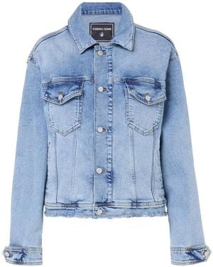 Iceberg Faded Frayed-Hem Jacket - Blue