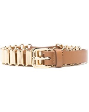 Miu Miu Leather And Metal Belt - White