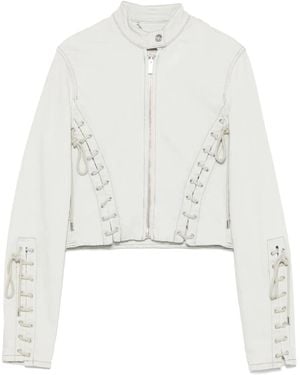 Blumarine Jeansjacke Mit Ösendetail - Weiß