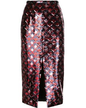 Rochas Sequin Midi Skirt - Red