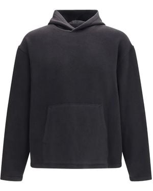 Rier Fleece-Texture Pouch-Pocket Hoodie - Blue